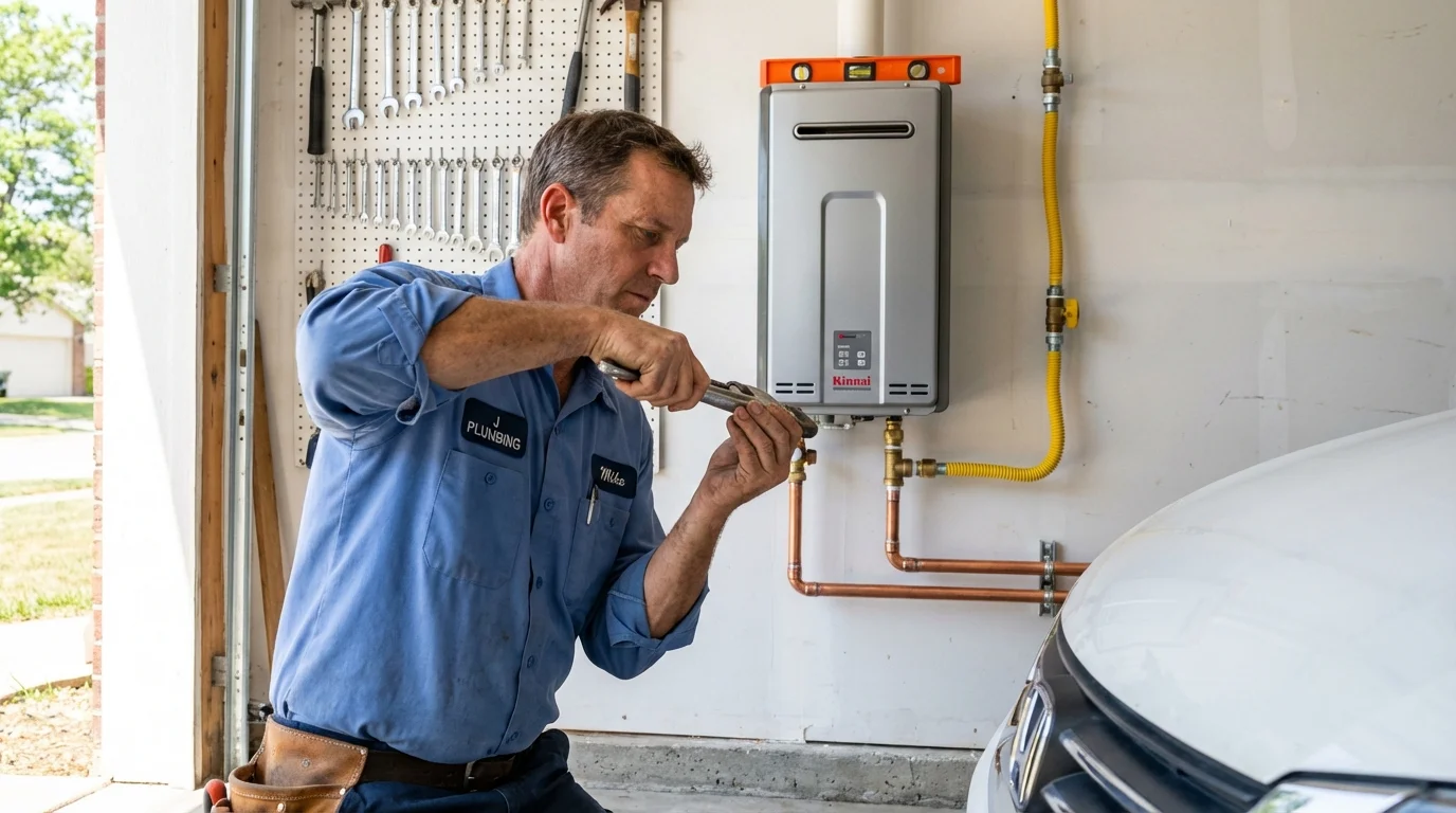 Tankless water heater installation by a Johns Plumbing LLC plumber in McKinney